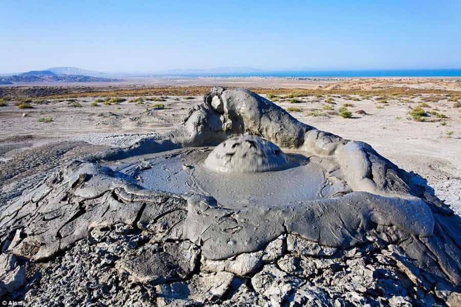 Baku:Gobustan Mud Volcanoes Temple & Entry tickets included - Yanar Dag brings fire out of the hillside