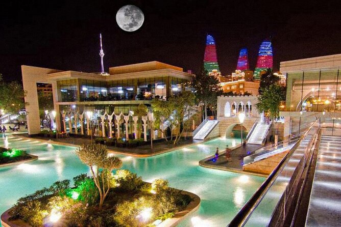 Baku Night City Tour Discover the Magic of Illuminated Landmarks - Highland Park and the Caspian Sea view