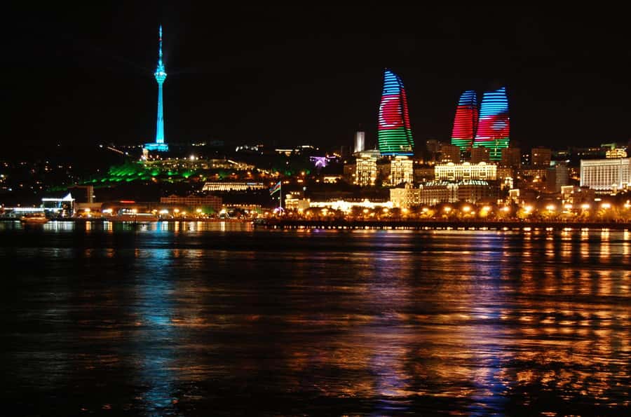 Baku Panoramic Night Tour - Highland Park and the view across Baku Bay