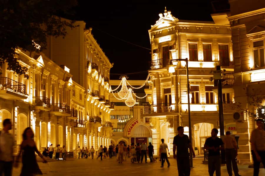 Baku Panoramic Night Tour - The Flame Towers from the city below
