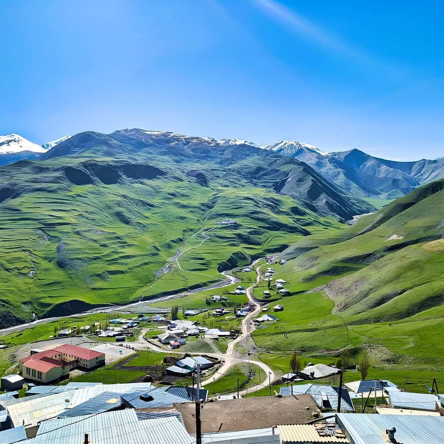 Baku to Khinaliq village, Guba, Candy Cane, w Homemade Lunch - Candy Cane Mountain and the first mountain views